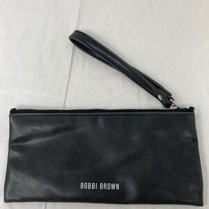 NWOT Bobbi Brown Black Faux Leather Makeup Bag